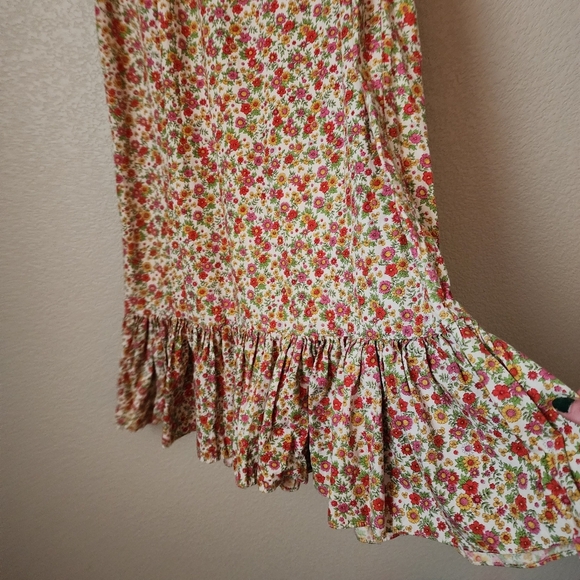GARY JAY x VINTAGE 60's micro floral cottagecore midi‎ dress ruffle lace sleeve - Picture 7 of 11